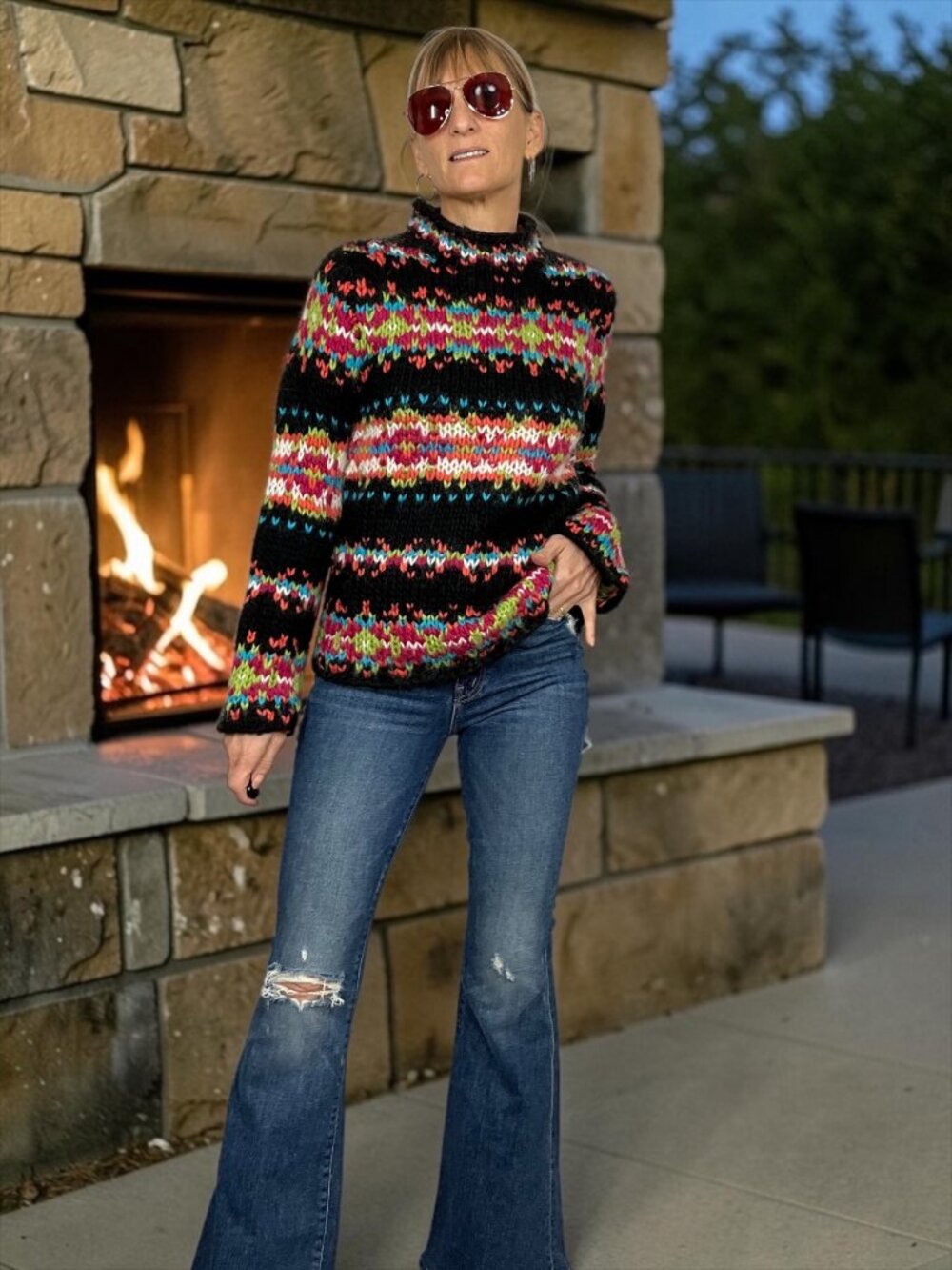 I'VORY Hand knit Wool Mohair Sweater M Long Sleeve Hippie